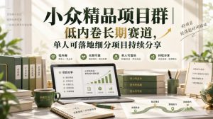 小众精品项目群|低内卷长期赛道,单人可落地细分项目持续分享-稀缺资源库