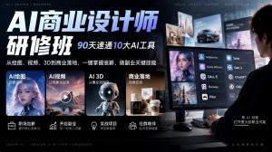 AI商业设计师研修班,90天速通10大AI工具,从绘图、视频、3D到商业落地,一键掌握涨薪、做副业关键技能-稀缺资源库