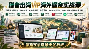 猎者出海VIP海外掘金实战课：涵盖独立站、SEO站群、AI变现、联盟营销、Pinterest引流、Fiverr接单与海外流量套利，掌握多渠道賺美金玩法-稀缺资源库