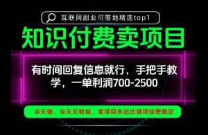 一单利润700-2.5k,有时间回信息就行,手把手带你做知识付费卖项目!一天稳定2-3单!【揭秘】-稀缺资源库
