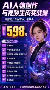 抖音5W粉丝博主的AI真人日系女孩制作教学，AI人物创作与视频生成实战课，新手也能快速起号涨粉变现（更新1002）-稀缺资源库